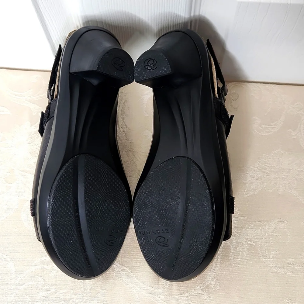 Aravon New Balance Ava comfort strap black heel sandals size 6 strappy maryjane